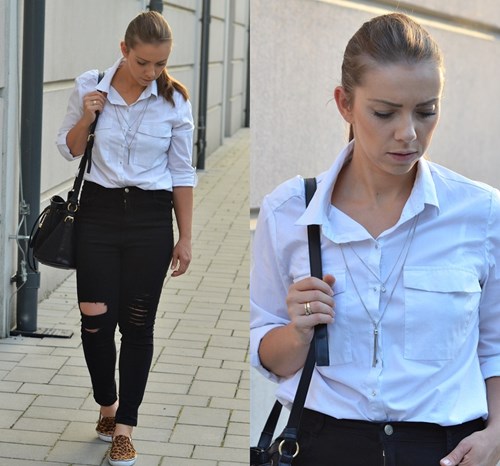 8.19.2015 SPODNIE Z DZIURAMI I BIAŁA KOSZULA