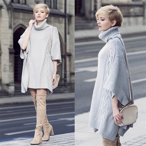 Grey Long Sleeve Loose Sweater
