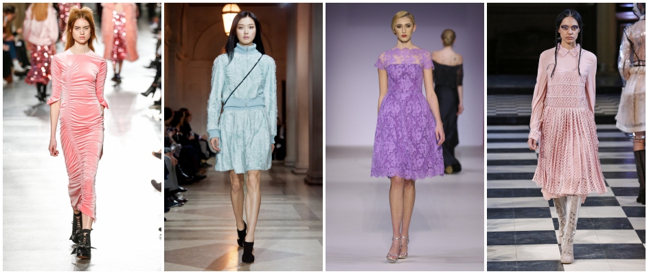 Pastelowe sukienki koktajlowe w jesienno-zimowych kolekcjach Bora, Carolina Herrera, Farah Angsana.