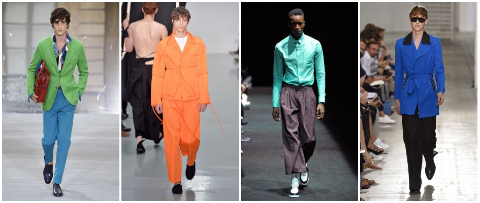 Kolorowe ubrania z wiosenno-letnich kolekcji męskich pokazów Berluti, Costume National, Craig Green i Facetasm.