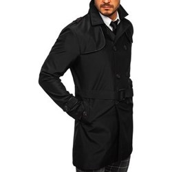 Czarny płaszcz męski Denley z poliestru  - zdjęcie produktu
