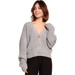 Szary sweter damski Be Knit z dekoltem w serek  - zdjęcie produktu