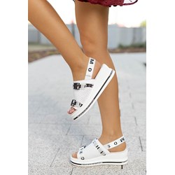 Sandały damskie białe Saway skórzane bez obcasa casualowe  - zdjęcie produktu