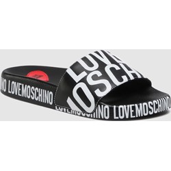 Klapki damskie czarne Love Moschino bez zapięcia w nadruki casual  - zdjęcie produktu