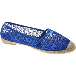 Espadryle damskie Pantofelek24 niebieskie koronkowe na wiosnę casual bez zapięcia z tkaniny  - zdjęcie produktu