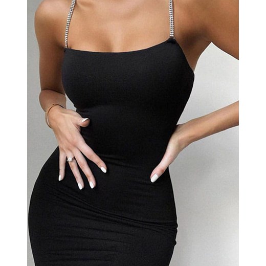 Sukienka Kendallme czarna mini na spotkanie biznesowe na ramiączkach  dopasowana