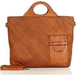 Shopper bag Merg na ramię brązowa matowa w stylu boho  - zdjęcie produktu
