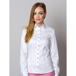 Koszula damska biała Willsoor w stylu klasycznym z długim rękawem z kołnierzykiem  - zdjęcie produktu
