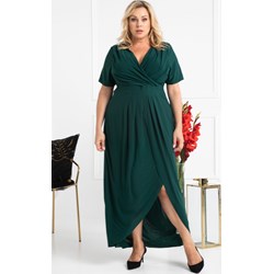 Sukienka na studniówkę zielona z krótkim rękawem maxi  - zdjęcie produktu