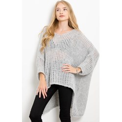 Szary sweter damski Olika z okrągłym dekoltem  - zdjęcie produktu