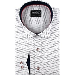Koszula męska Sefiro z długimi rękawami tkaninowa w abstrakcyjne wzory  - zdjęcie produktu