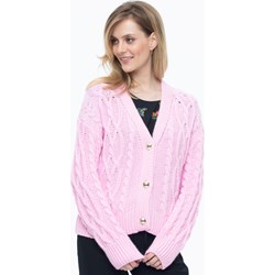 Sweter damski L'AF różowy z dekoltem v  - zdjęcie produktu