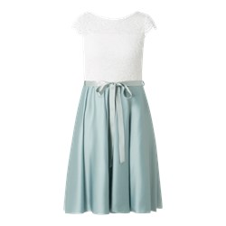 Sukienka Swing miętowa elegancka na sylwestra z krótkim rękawem  - zdjęcie produktu