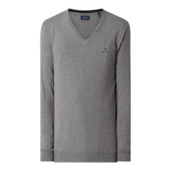 Sweter męski Gant szary na zimę bawełniany  - zdjęcie produktu
