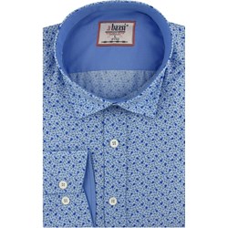 Koszula męska Bassi niebieska w abstrakcyjne wzory  - zdjęcie produktu