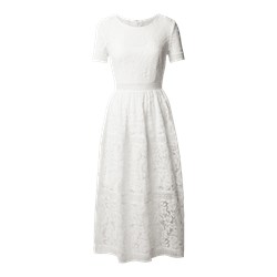 Sukienka Apart Fashion biała z krótkimi rękawami na co dzień midi rozkloszowana z okrągłym dekoltem  - zdjęcie produktu
