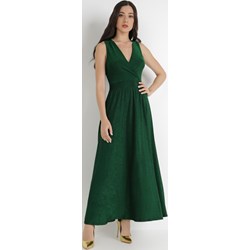Sukienka Born2be na ramiączkach zielona z dekoltem w serek maxi  - zdjęcie produktu