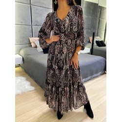 Sukienka Modnakiecka.pl z długim rękawem boho maxi rozkloszowana na co dzień  - zdjęcie produktu