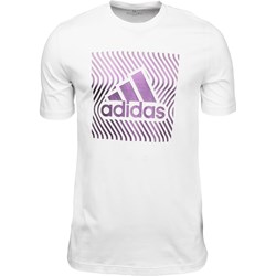 Adidas t-shirt męski biały sportowy z napisem z krótkimi rękawami  - zdjęcie produktu