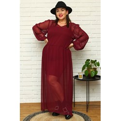 Sukienka z elastanu maxi z długim rękawem z dekoltem v  - zdjęcie produktu