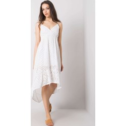 Sukienka Sheandher.pl biała z dekoltem w literę v na ramiączkach midi na wiosnę  - zdjęcie produktu