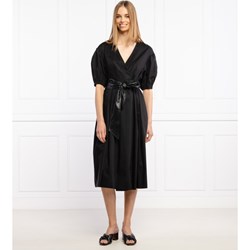 Sukienka czarna Twinset z krótkim rękawem midi elegancka z dekoltem w literę v  - zdjęcie produktu