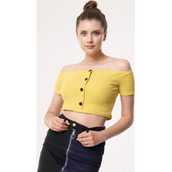 Żółta bluzka damska Born2be z krótkim rękawem  - zdjęcie produktu