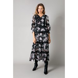 Sukienka wielokolorowa Molton z długimi rękawami z dekoltem w serek maxi  - zdjęcie produktu