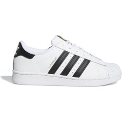 Buty sportowe dziecięce Adidas wiązane białe ze skóry gładkie  - zdjęcie produktu