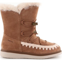 Buty zimowe dziecięce brązowe skórzane sznurowane  - zdjęcie produktu