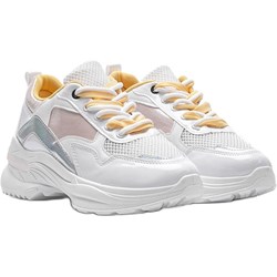 Buty sportowe damskie białe sneakersy sznurowane płaskie  - zdjęcie produktu