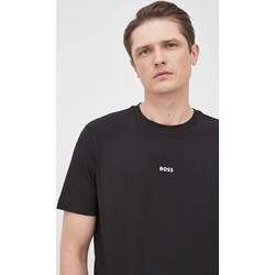 T-shirt męski czarny BOSS HUGO z krótkimi rękawami  - zdjęcie produktu