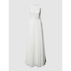 Sukienka Luxuar Fashion biała maxi z dekoltem v na ślub cywilny  - zdjęcie produktu