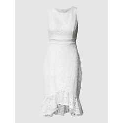 Sukienka biała Troyden Collection z okrągłym dekoltem na ślub cywilny koronkowa bez rękawów  - zdjęcie produktu