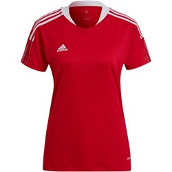 Bluzka damska czerwona Adidas z okrągłym dekoltem  - zdjęcie produktu
