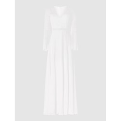 Sukienka Luxuar Fashion szyfonowa elegancka maxi na ślub cywilny z długim rękawem  - zdjęcie produktu