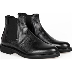 Buty zimowe męskie czarne eleganckie bez zapięcia  - zdjęcie produktu
