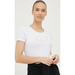 Bluzka damska biała Emporio Armani z okrągłym dekoltem  - zdjęcie produktu
