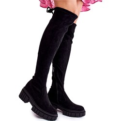Kozaki damskie Ps1 za kolano casual na platformie zamszowe z zamkiem  - zdjęcie produktu