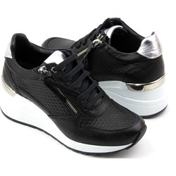 Buty sportowe damskie Venezia sneakersy czarne na koturnie  - zdjęcie produktu