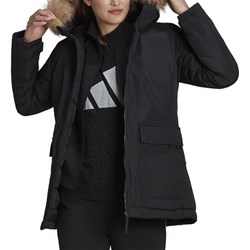 Kurtka damska Adidas z kapturem czarna krótka  - zdjęcie produktu