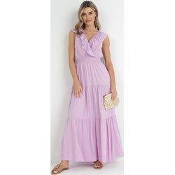 Sukienka Born2be fioletowa w serek bez rękawów  - zdjęcie produktu