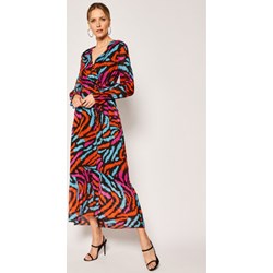 Escada Sport sukienka wielokolorowa w abstrakcyjnym wzorze maxi z długim rękawem z dekoltem w serek kopertowa  - zdjęcie produktu