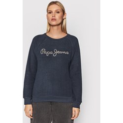 Bluza damska granatowa Pepe Jeans młodzieżowa z napisami  - zdjęcie produktu