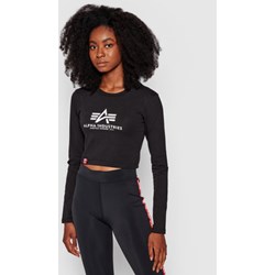 Bluzka damska Alpha Industries czarna z długim rękawem z okrągłym dekoltem  - zdjęcie produktu