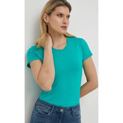 Patrizia Pepe bluzka damska z krótkim rękawem turkusowa casualowa  - zdjęcie produktu