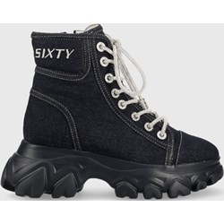 Miss Sixty buty sportowe damskie sneakersy czarne sznurowane na platformie jesienne  - zdjęcie produktu