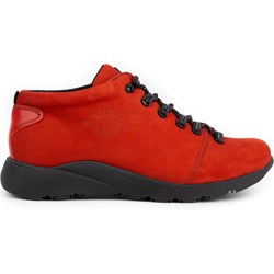 Czerwone buty trekkingowe damskie Butbal sznurowane płaskie  - zdjęcie produktu