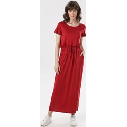 Sukienka Born2be z krótkim rękawem z okrągłym dekoltem maxi bez wzorów  - zdjęcie produktu