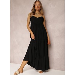 Sukienka czarna Renee rozkloszowana na ramiączkach maxi  - zdjęcie produktu